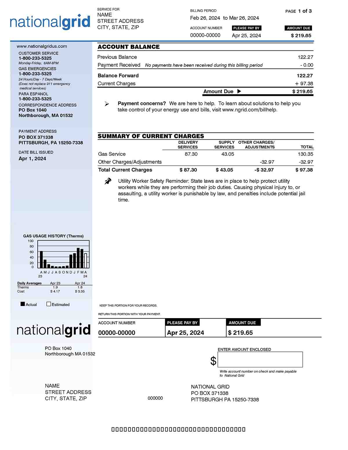 Basic Bill - Page 1
