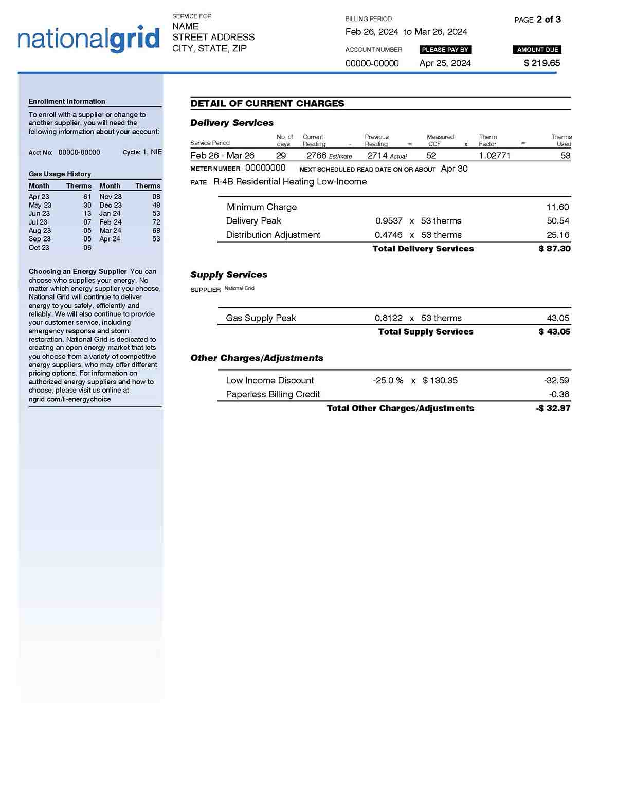 Basic Bill - Page 2
