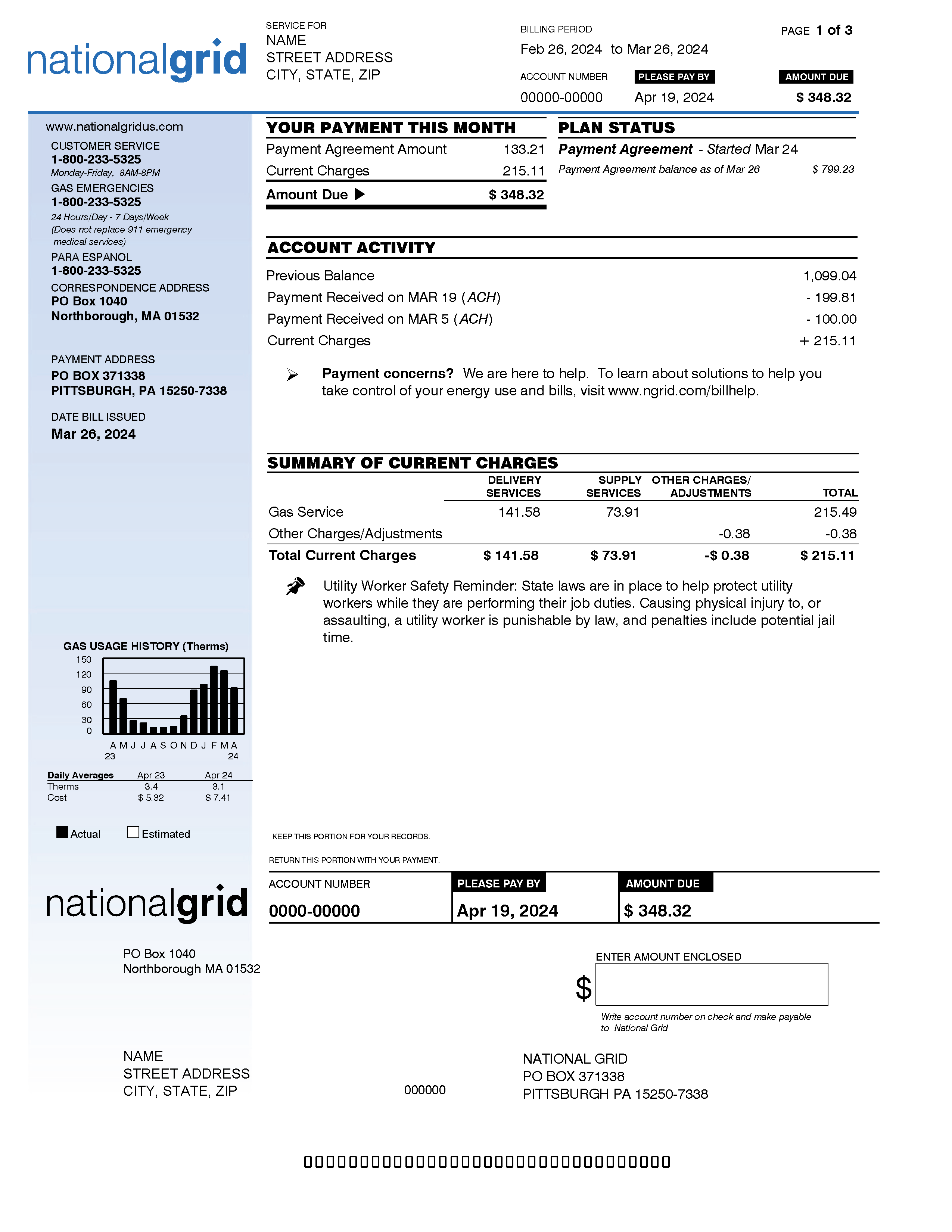 Payment Agreement Bill - Page 1