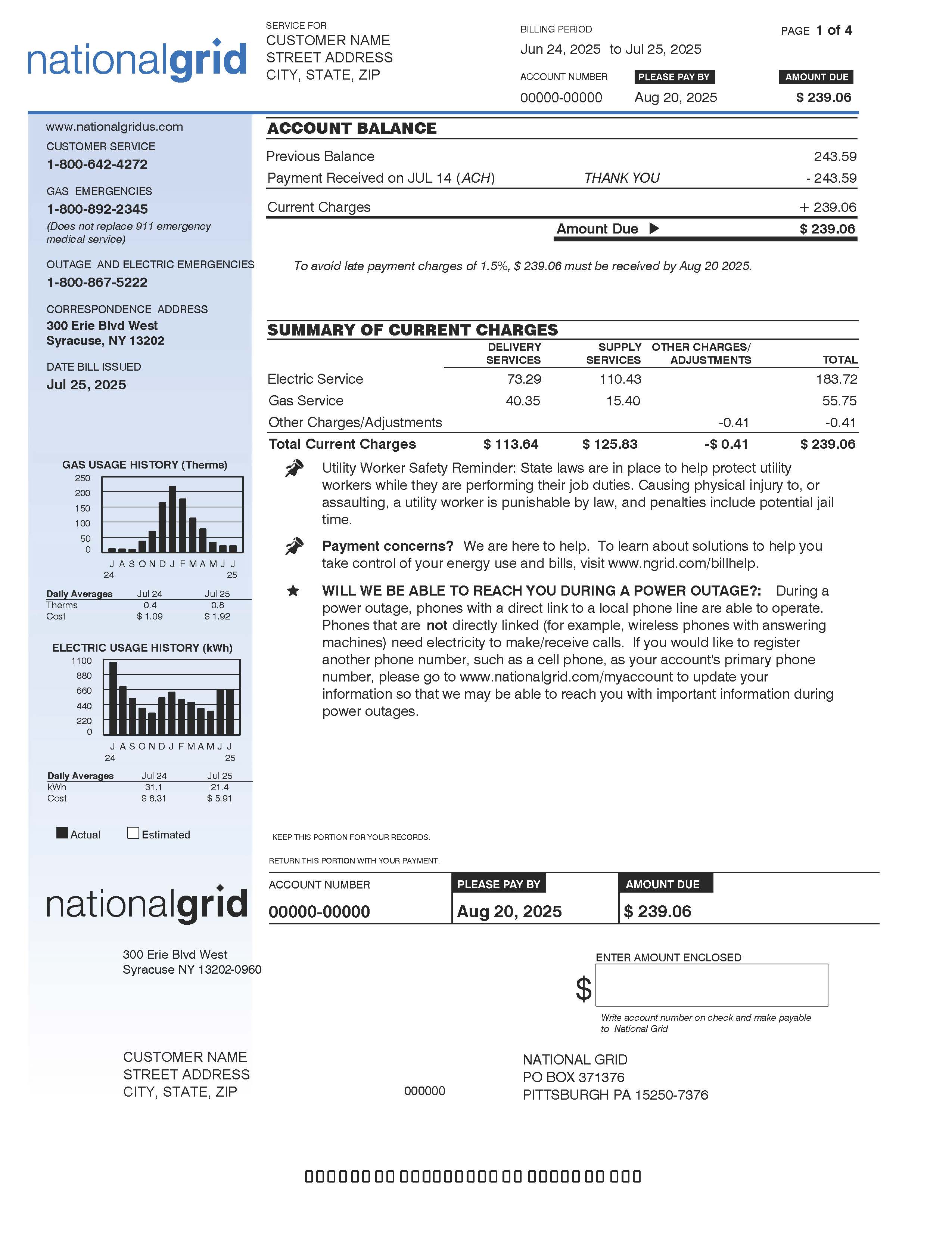 ESCO Electric Bill - Page 1